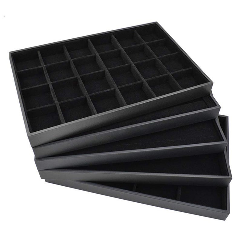 Stratalife Stackable Jewelry Tray 24 Grid Jewelry Organizer Tray Removable Jewelry Display Drawer Organizer Case Storage Showcase for Drawer (24 Grid) - Image 4